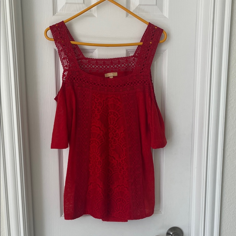 Elegant Red Lace Women's Top